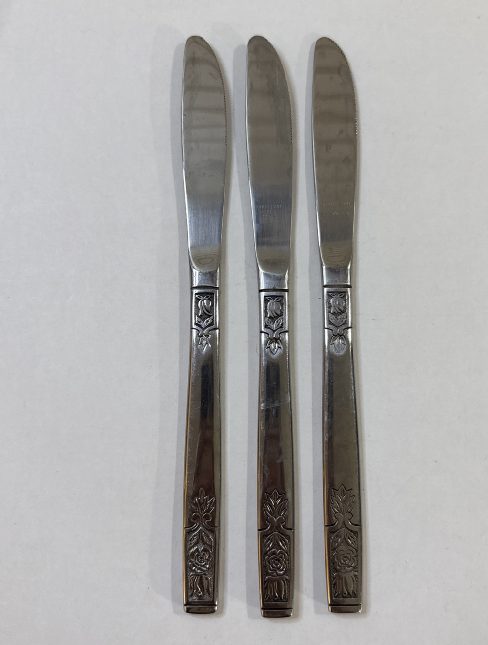 3 Dinner Knives - Imperial International Young Rose Stainless Flatware
